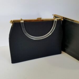Vintage 60's L&M Lowy & Mund Edwards Lucite Handle Convertible Day To Night Bag